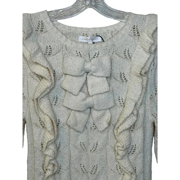 Loveshackfancy Kennie Sweater In Cream Size XS NWT Love Shack Fancy 100% Cotton - Picture 4 of 8